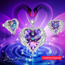 Load image into Gallery viewer, Swarovski Crystal Heart Angel Wings Necklace and Earrings Set