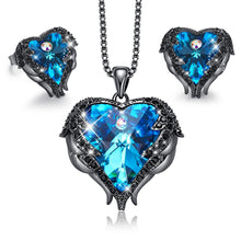 Load image into Gallery viewer, Swarovski Crystal Heart Angel Wings Necklace and Earrings Set
